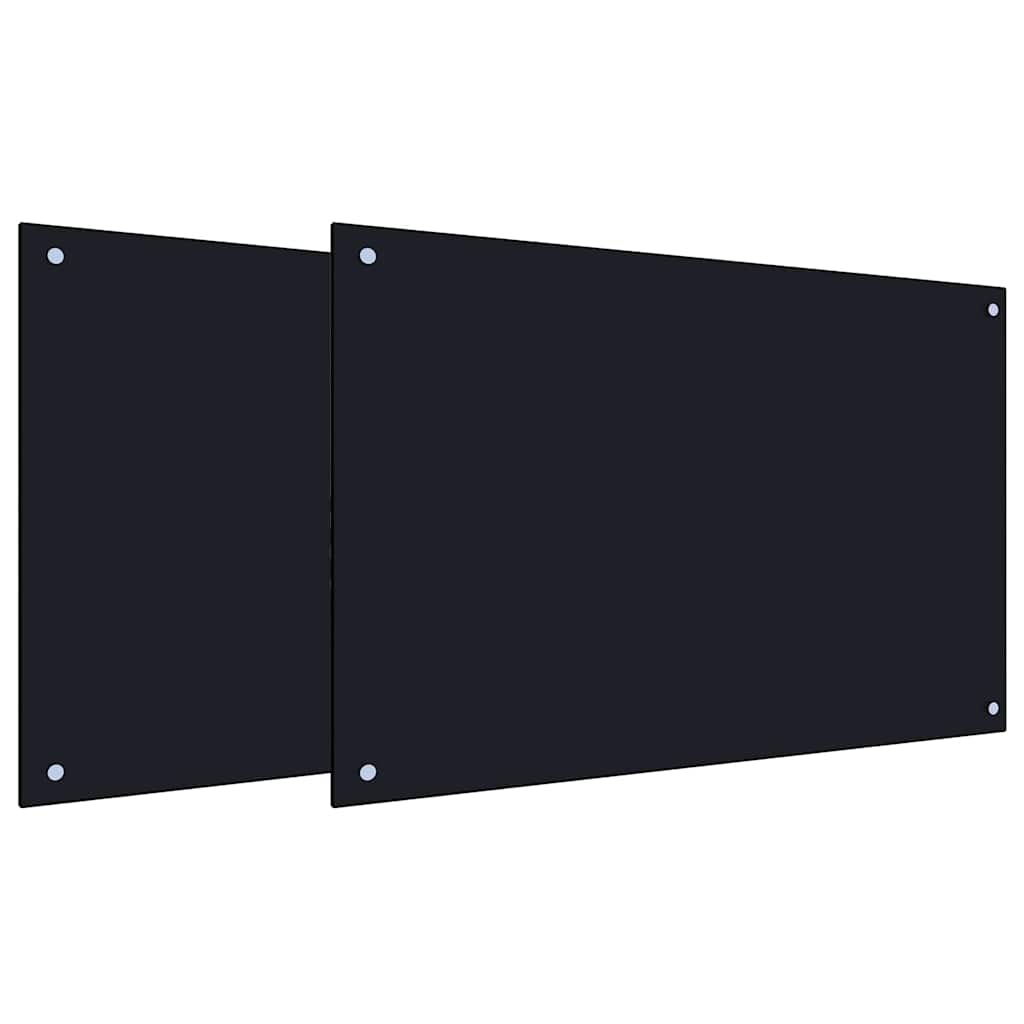 Kjøkkenbenkplate 2 pcs Svart 90 x 60 cm herdet glass