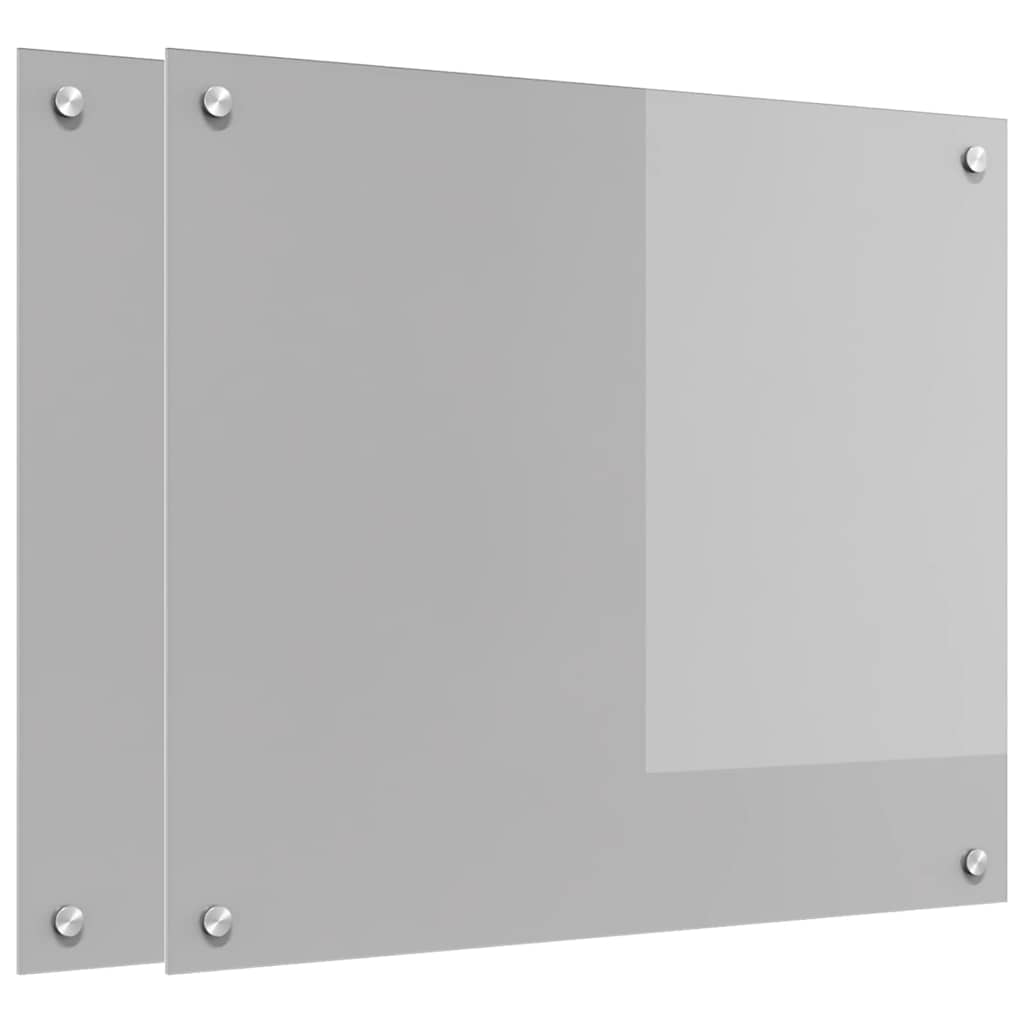 Kjøkkenbenkplate 2 pcs Lysegrå 70 x 60 cm herdet glass