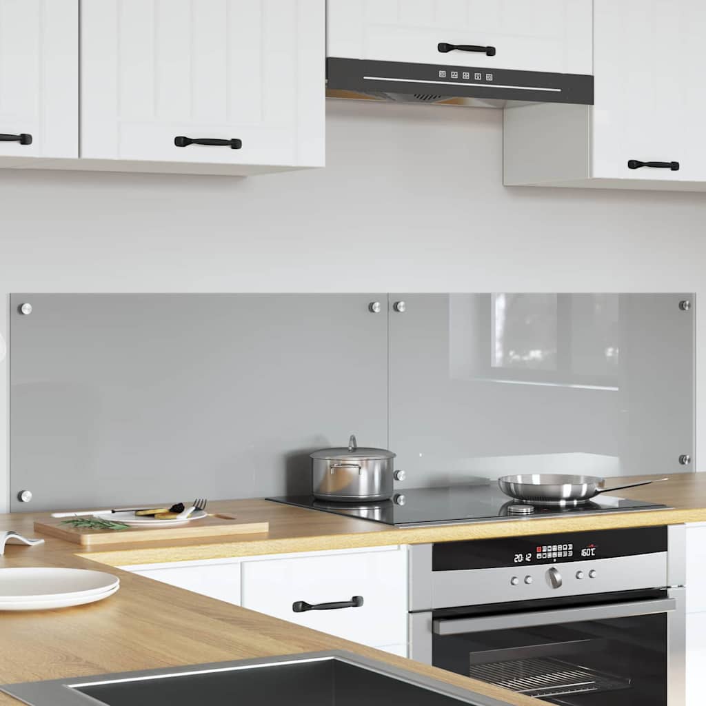 Kjøkkenbakplate 2 pcs Lysegrå 80 x 40 cm herdet glass vidaXL