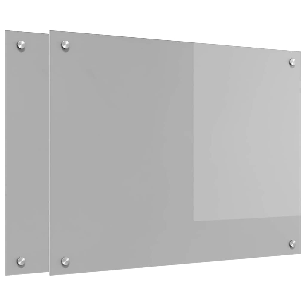 Kjøkkenbenkplate 2 pcs Lysegrå 80 x 60 cm herdet glass