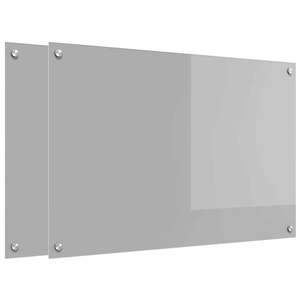 Kjøkkenbenkplate 2 pcs Lysegrå 90 x 60 cm herdet glass