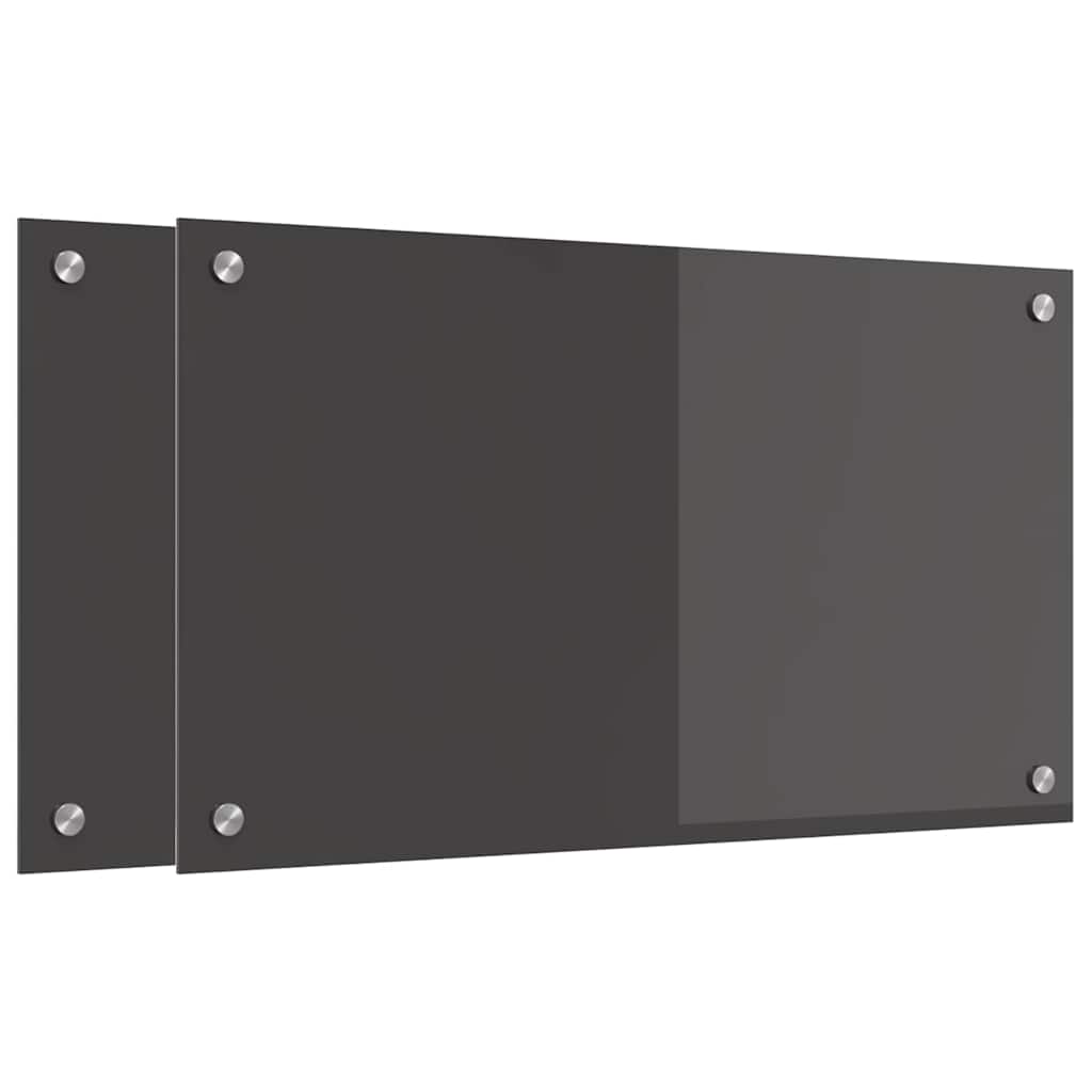Kjøkkenbenkplate 2 pcs Mørkegrå 70 x 40 cm herdet glass