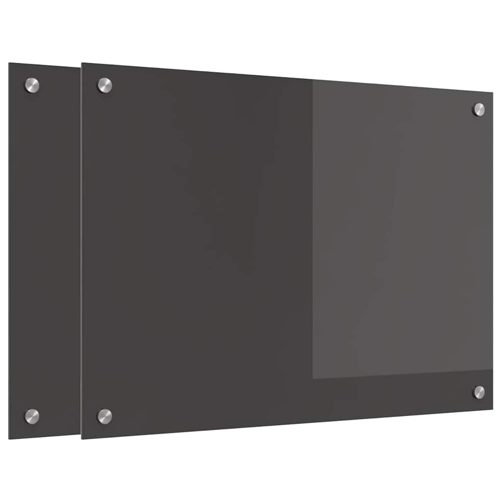 Kjøkkenbenkplate 2 pcs Mørkegrå 70 x 50 cm herdet glass