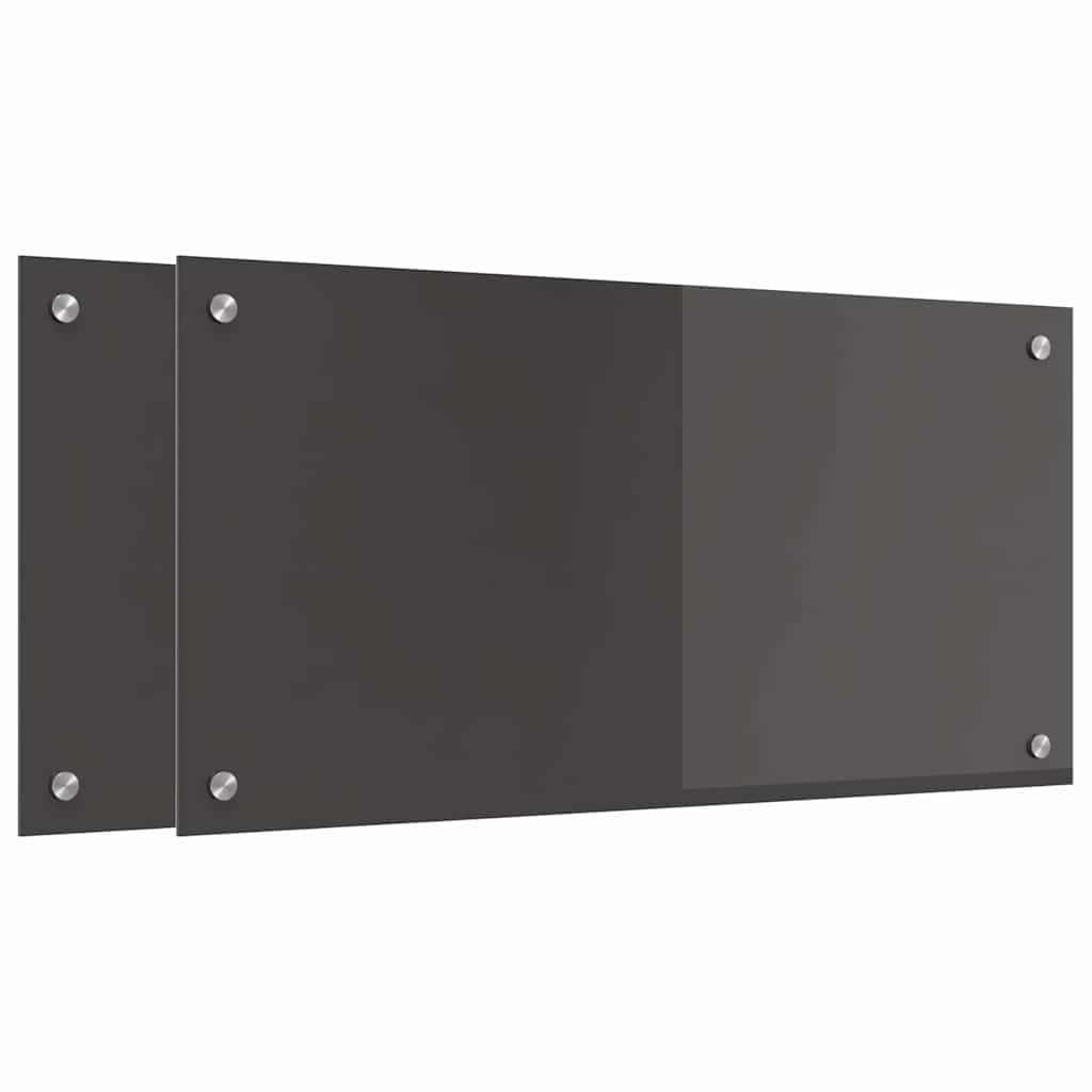 Kjøkkenbenkplate 2 pcs Mørkegrå 80 x 40 cm herdet glass