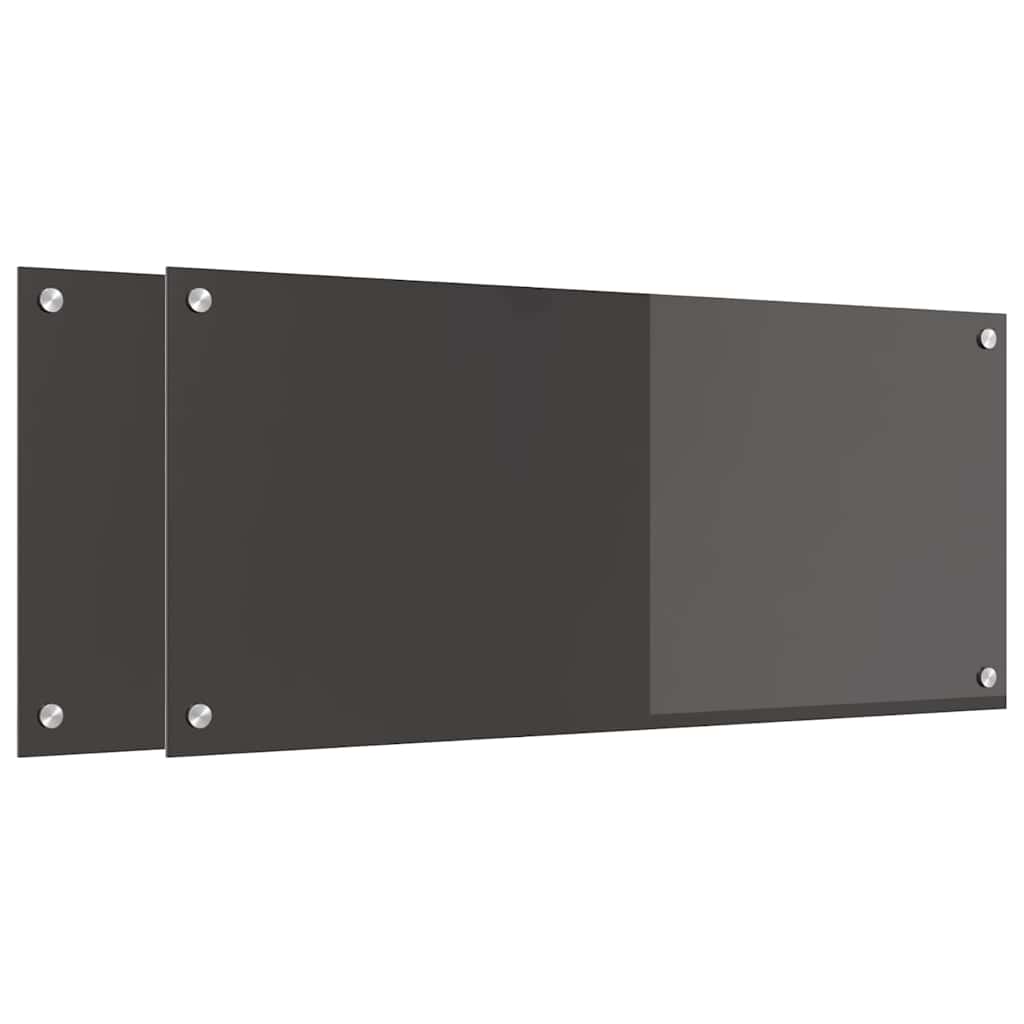 Kjøkkenbenkplate 2 pcs Mørkegrå 90 x 40 cm herdet glass