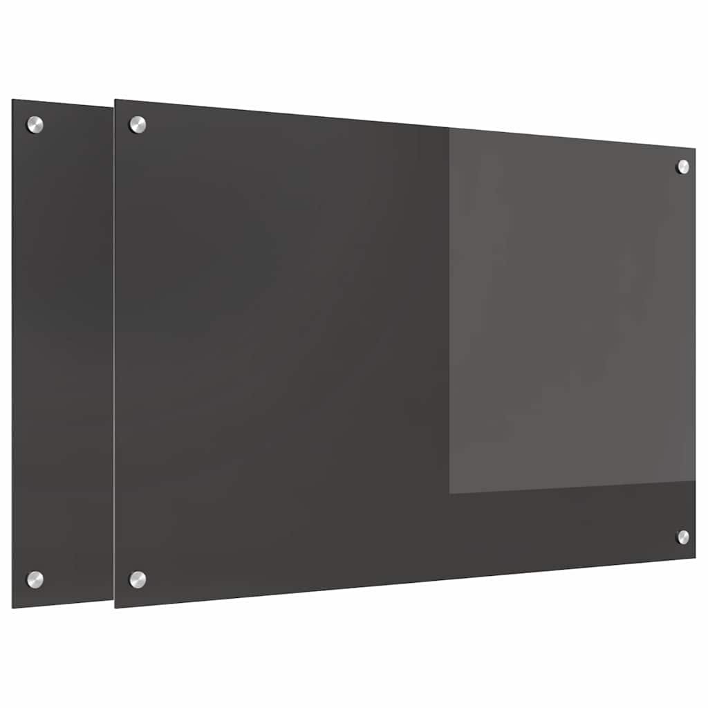 Kjøkkenbenkplate 2 pcs Mørkegrå 90 x 60 cm herdet glass