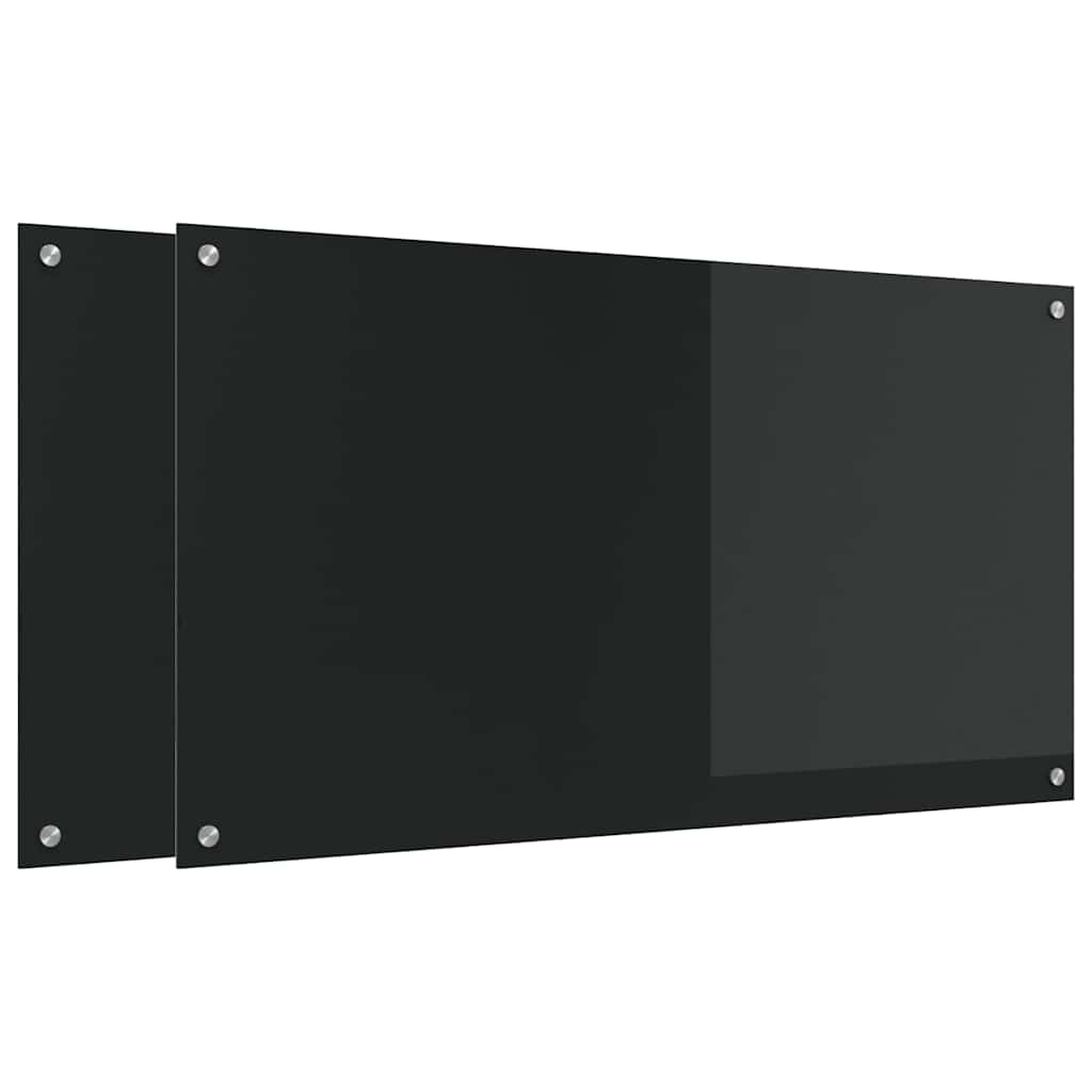 Kjøkkenbenkplate 2 pcs Svart 110 x 60 cm herdet glass