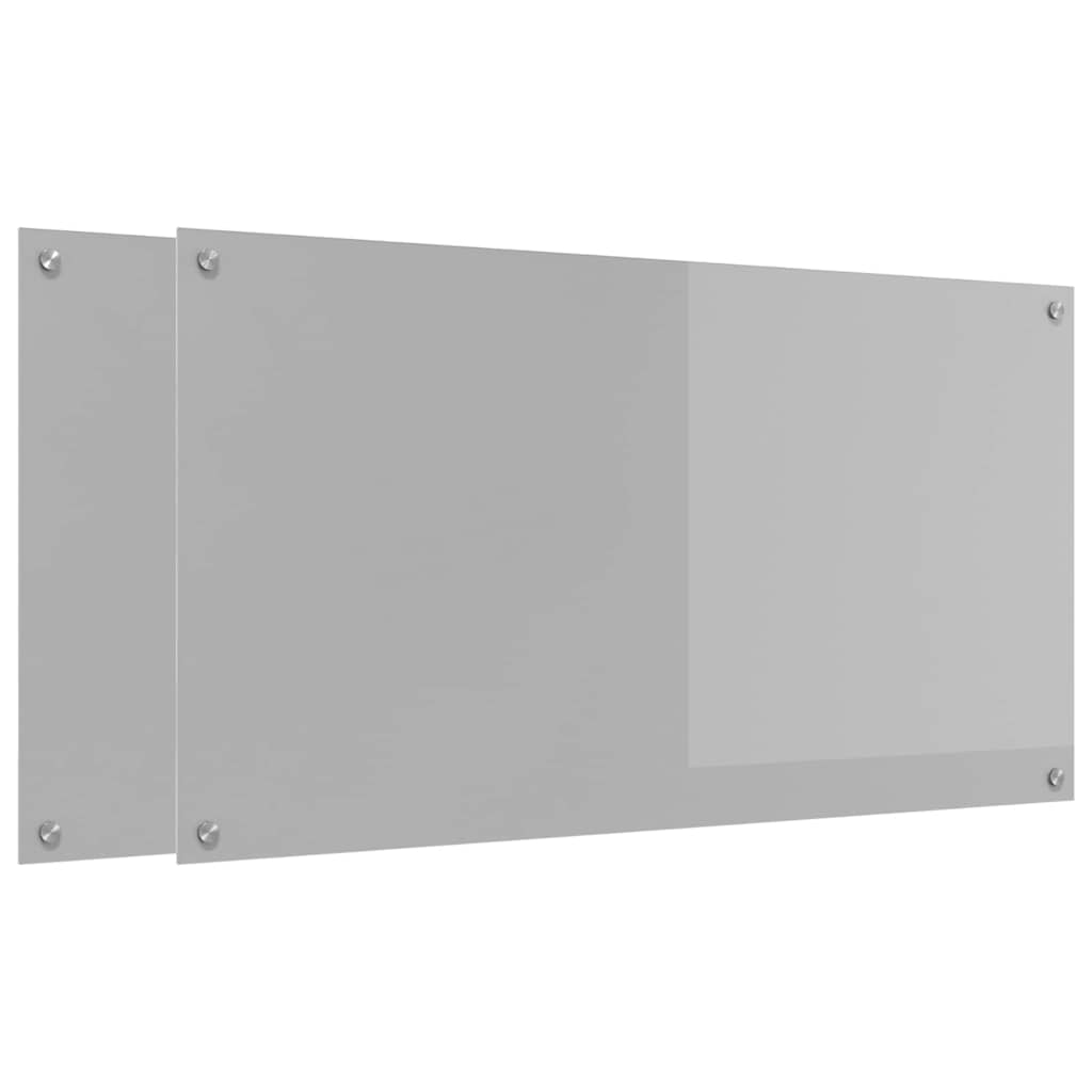 Kjøkkenbenkplate 2 pcs Lysegrå 110 x 60 cm herdet glass