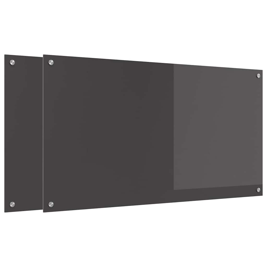 Kjøkkenbenkplate 2 pcs Mørkegrå 110 x 60 cm herdet glass