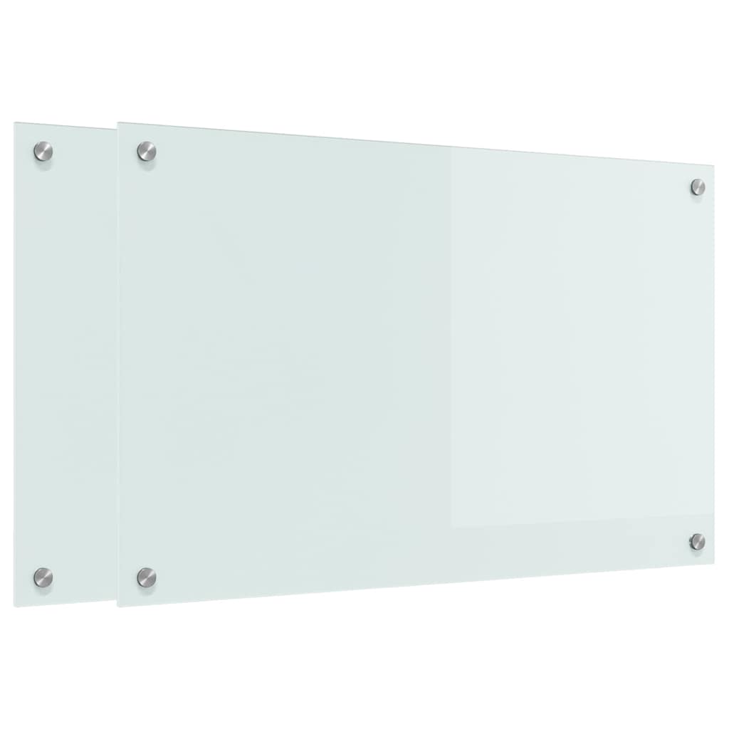 Kjøkkenbenkplate 2 pcs Hvit 80 x 50 cm herdet glass