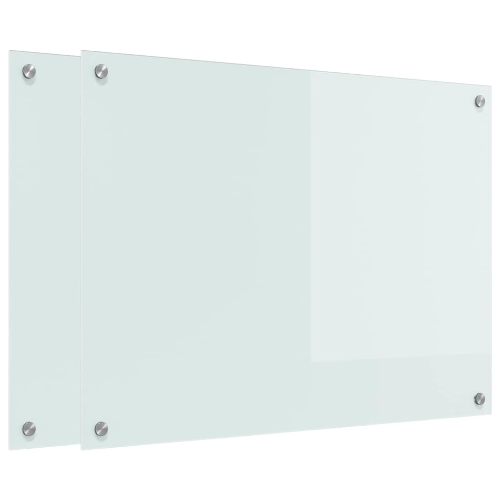 Kjøkkenbenkplate 2 pcs Hvit 80 x 60 cm herdet glass