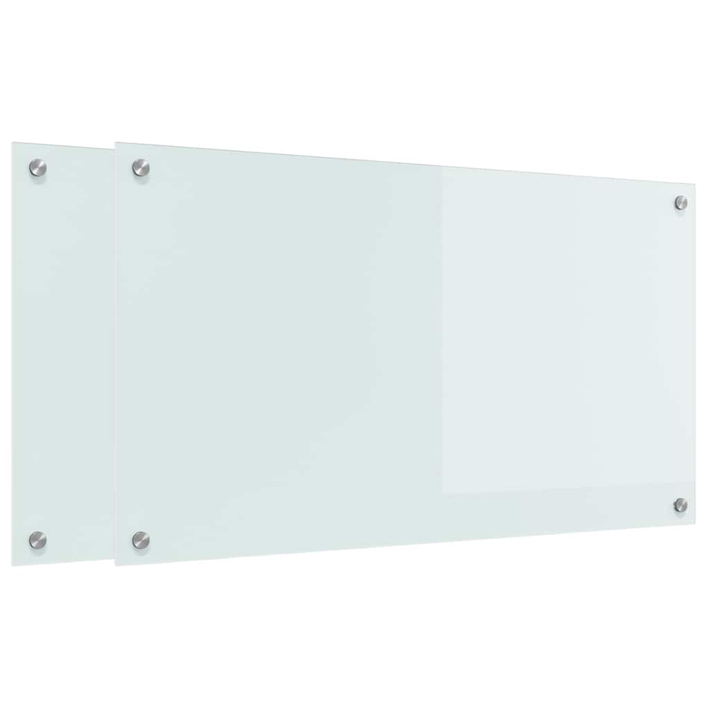Kjøkkenbenkplate 2 pcs Hvit 90 x 50 cm herdet glass
