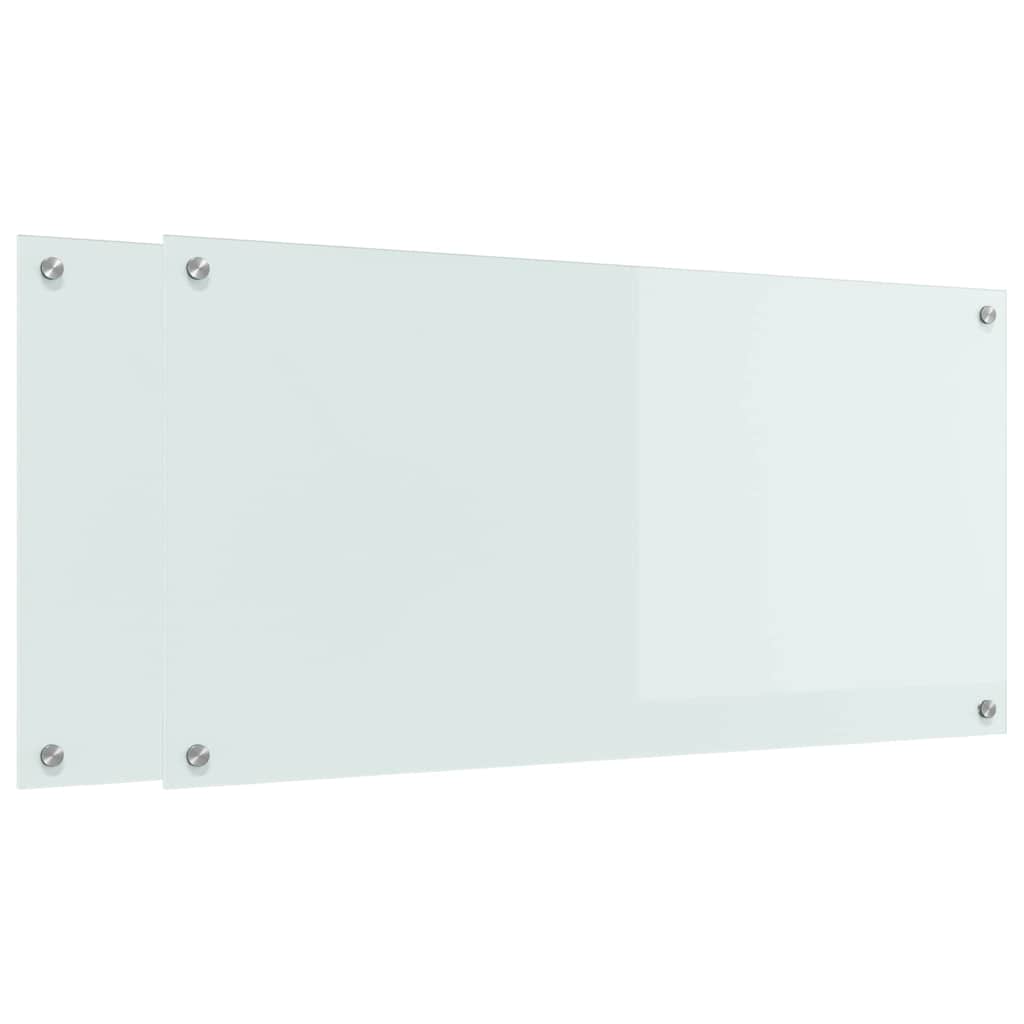 Kjøkkenbenkplate 2 pcs Hvit 100 x 50 cm herdet glass