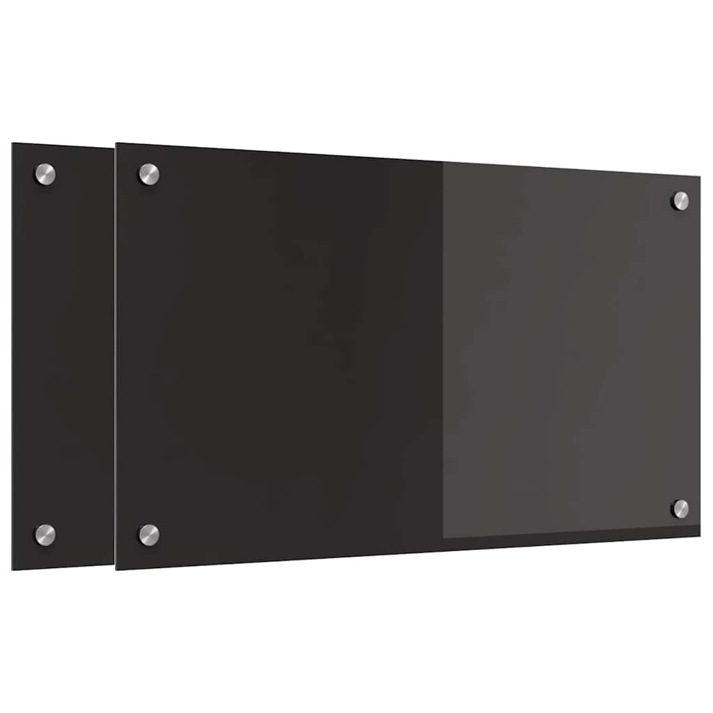 Kjøkkenbenkplate 2 pcs Svart 70 x 40 cm herdet glass
