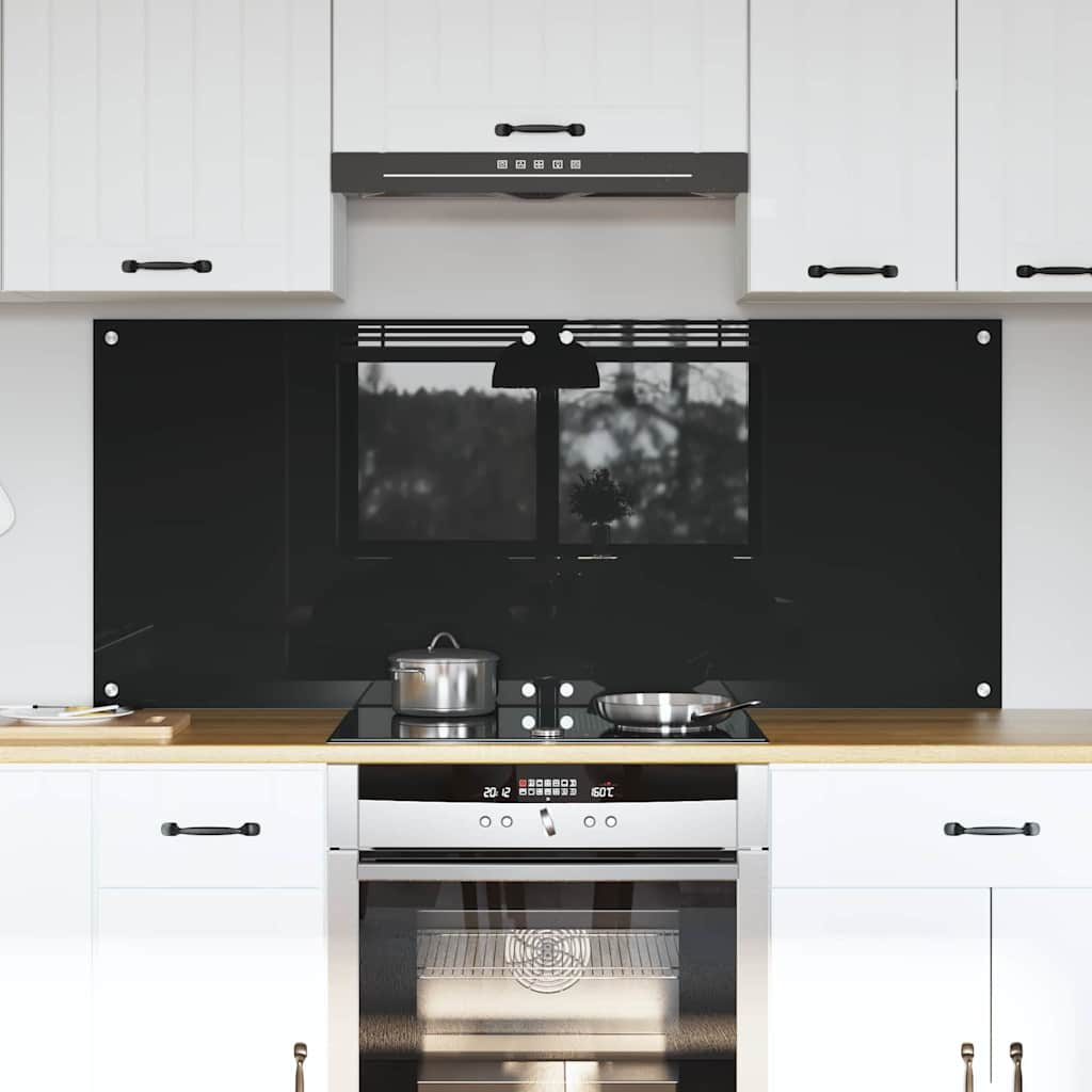 Kjøkkenbenkplate 2 pcs Svart 70 x 60 cm herdet glass