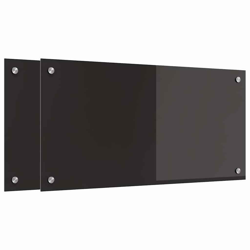 Kjøkkenbenkplate 2 pcs Svart 80 x 40 cm herdet glass