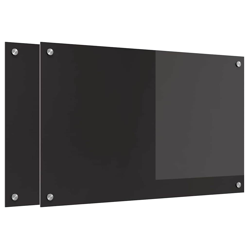 Kjøkkenbenkplate 2 pcs Svart 80 x 50 cm herdet glass