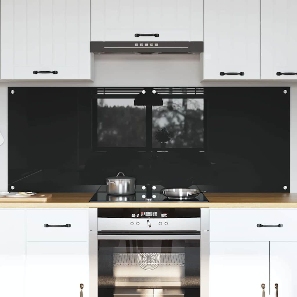 Kjøkkenbenkplate 2 pcs Svart 80 x 60 cm herdet glass