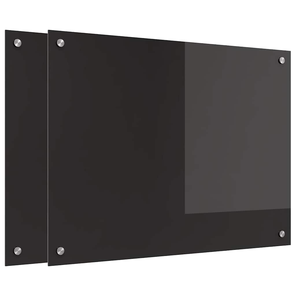 Kjøkkenbenkplate 2 pcs Svart 80 x 60 cm herdet glass