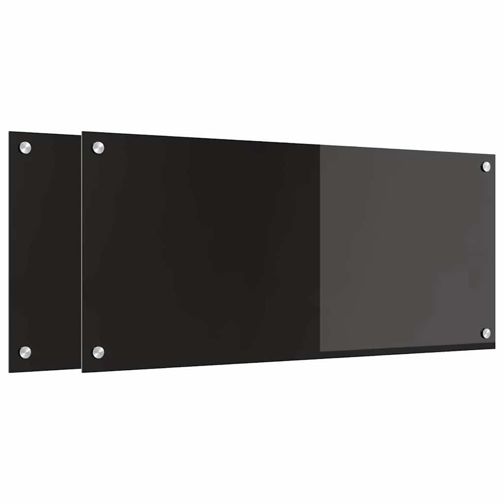 Kjøkkenbenkplate 2 pcs Svart 90 x 40 cm herdet glass