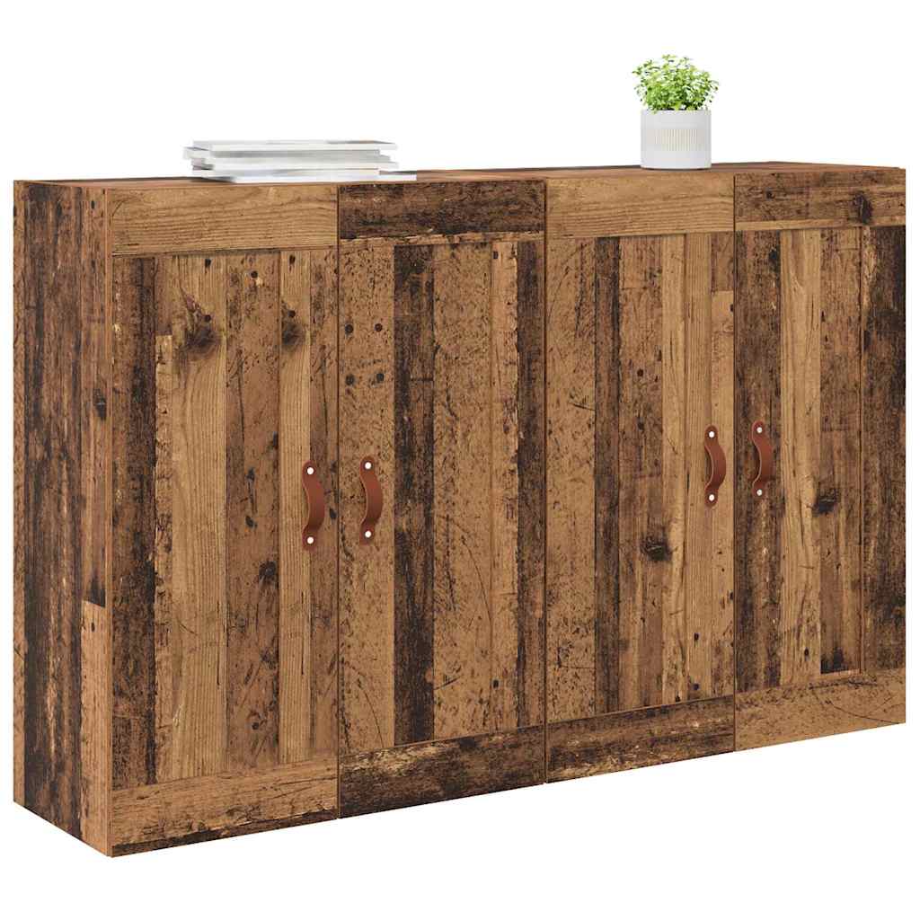 Vegghengt skap Veggmontert 2 pcs Gammelt tre 69,5 x 34 x 90 cm
