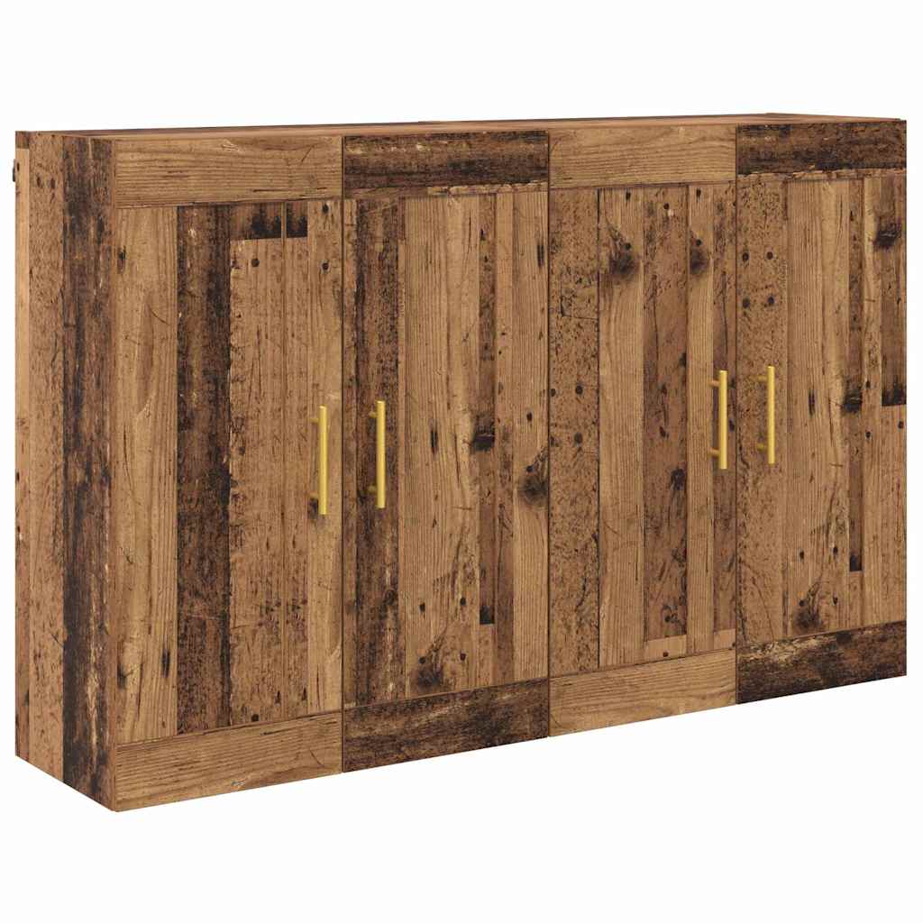 Vegghengt skap Veggmontert 2 pcs Gammelt tre 69,5 x 34 x 90 cm