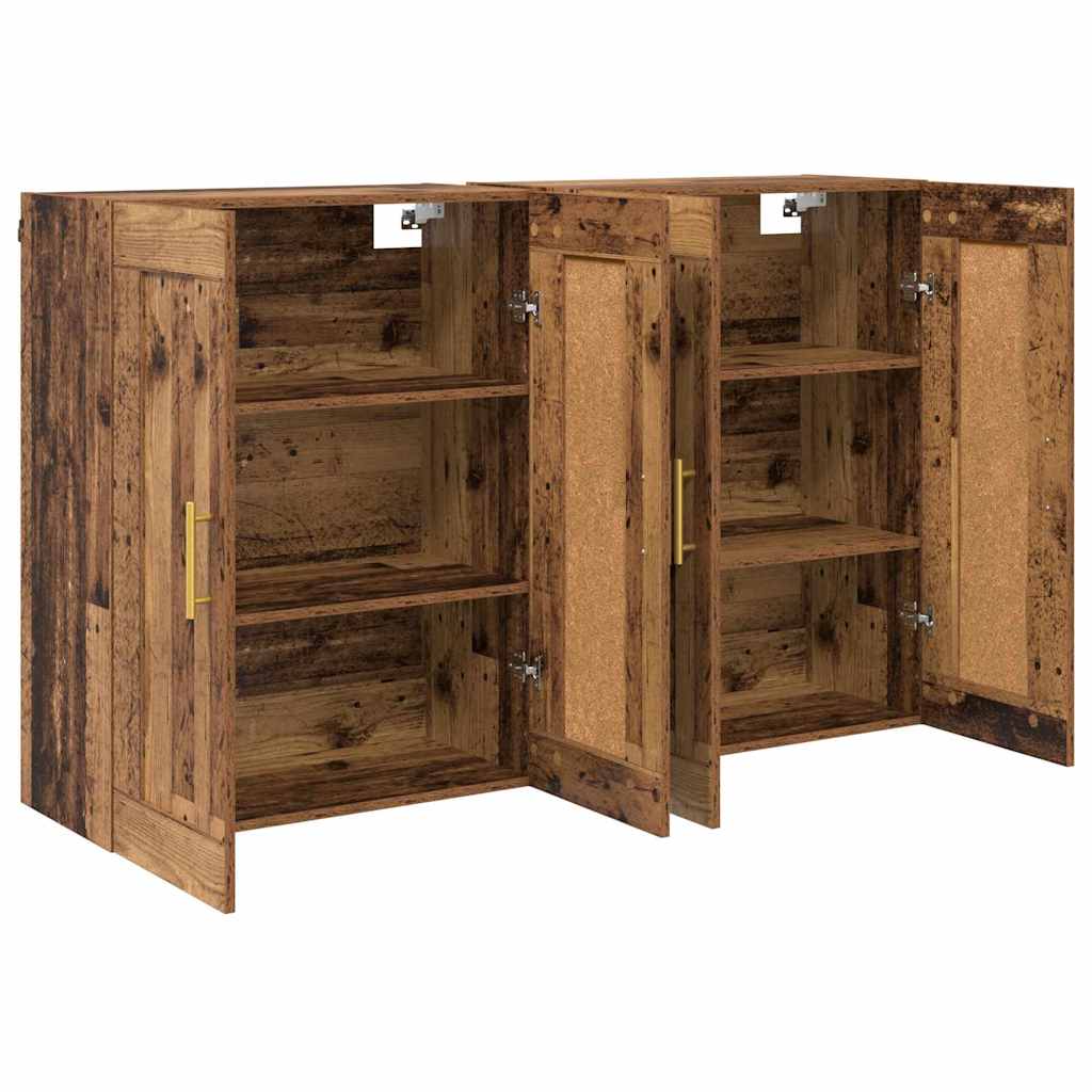 Vegghengt skap Veggmontert 2 pcs Gammelt tre 69,5 x 34 x 90 cm
