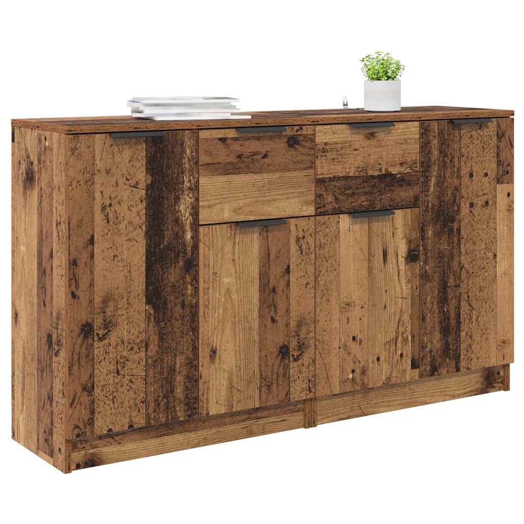 Skap med skuff 2 pcs Gamle tre 60 x 30 x 70 cm Konstruert tre