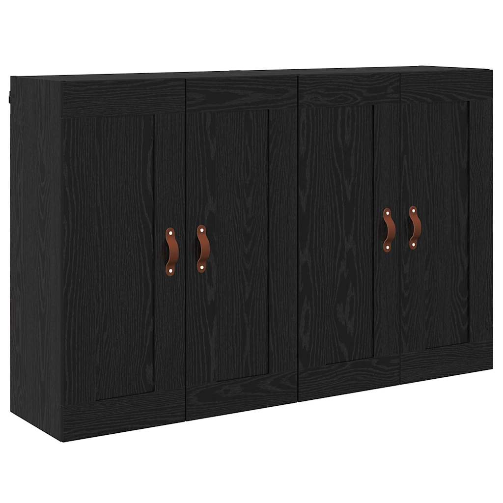 Vegghengt skap 2 pcs Svart Eik 69,5 x 34 x 90 cm Konstruert tre