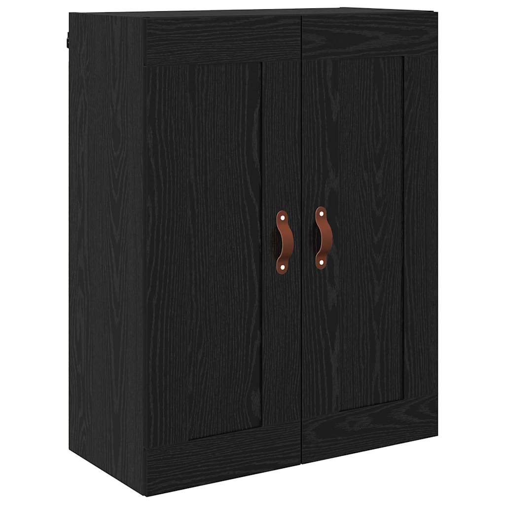 Vegghengt skap 2 pcs Svart Eik 69,5 x 34 x 90 cm Konstruert tre