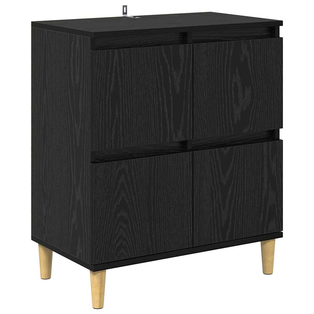 Skap 3 pcs Svart Eik 60 x 35 x 70 cm Konstruert tre