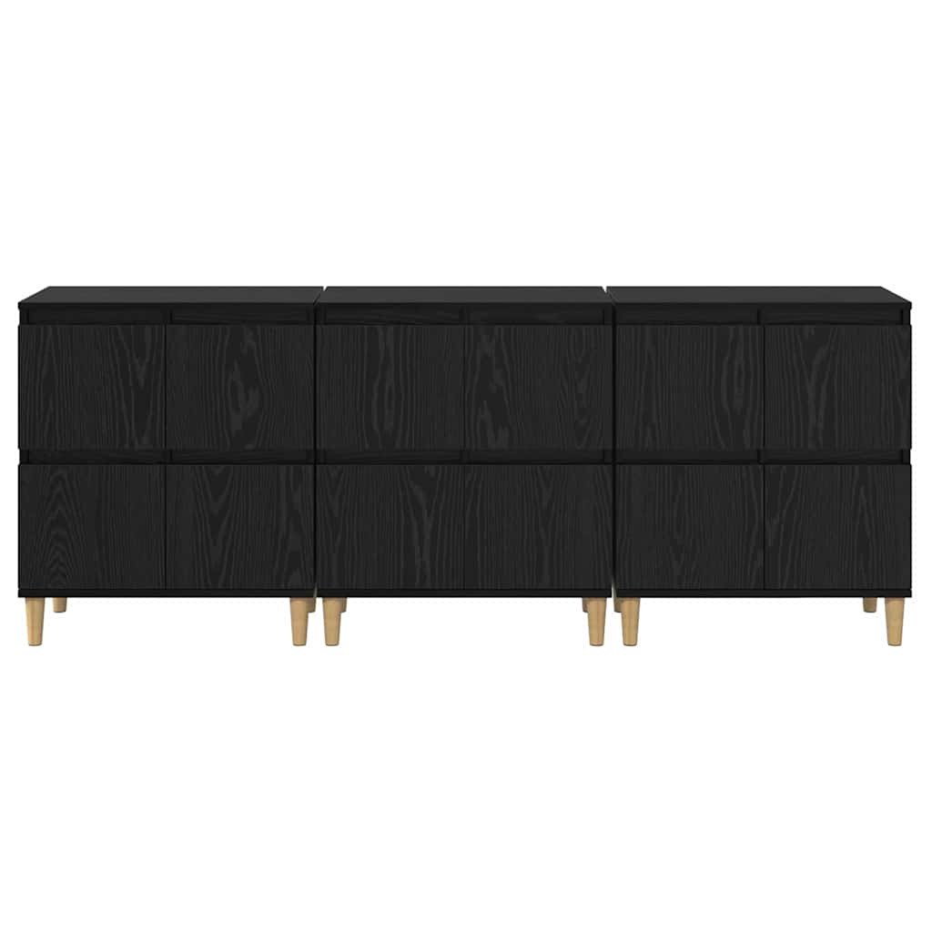 Skap 3 pcs Svart Eik 60 x 35 x 70 cm Konstruert tre