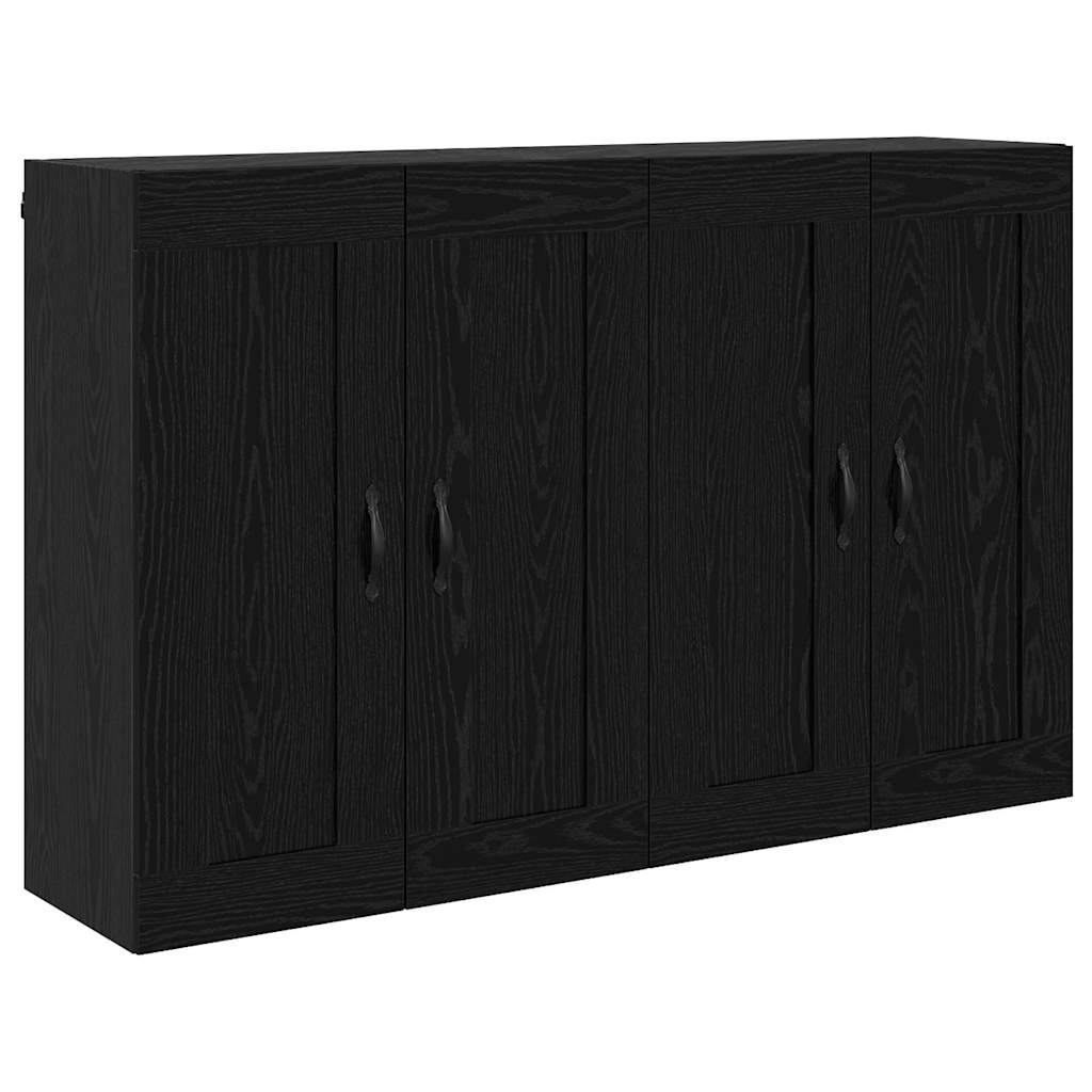 Vegghengt skap 2 pcs Svart Eik 69,5 x 34 x 90 cm Konstruert tre