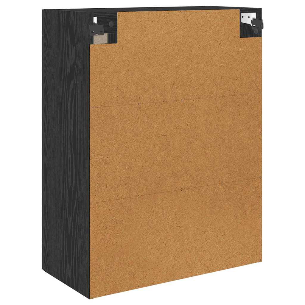 Vegghengt skap 2 pcs Svart Eik 69,5 x 34 x 90 cm Konstruert tre