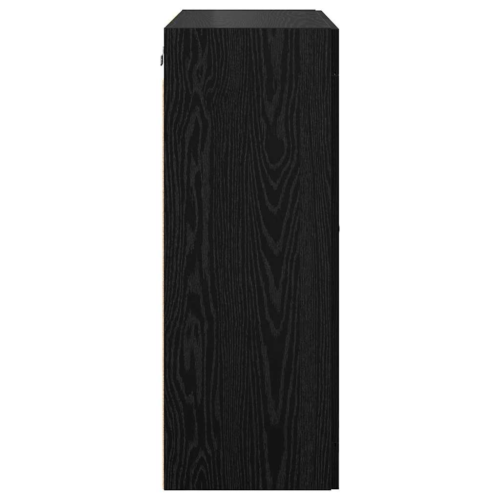 Vegghengt skap 2 pcs Svart Eik 69,5 x 34 x 90 cm Konstruert tre