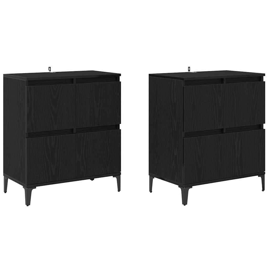 Skap 2 pcs Svart Eik 60 x 35 x 70 cm Konstruert tre