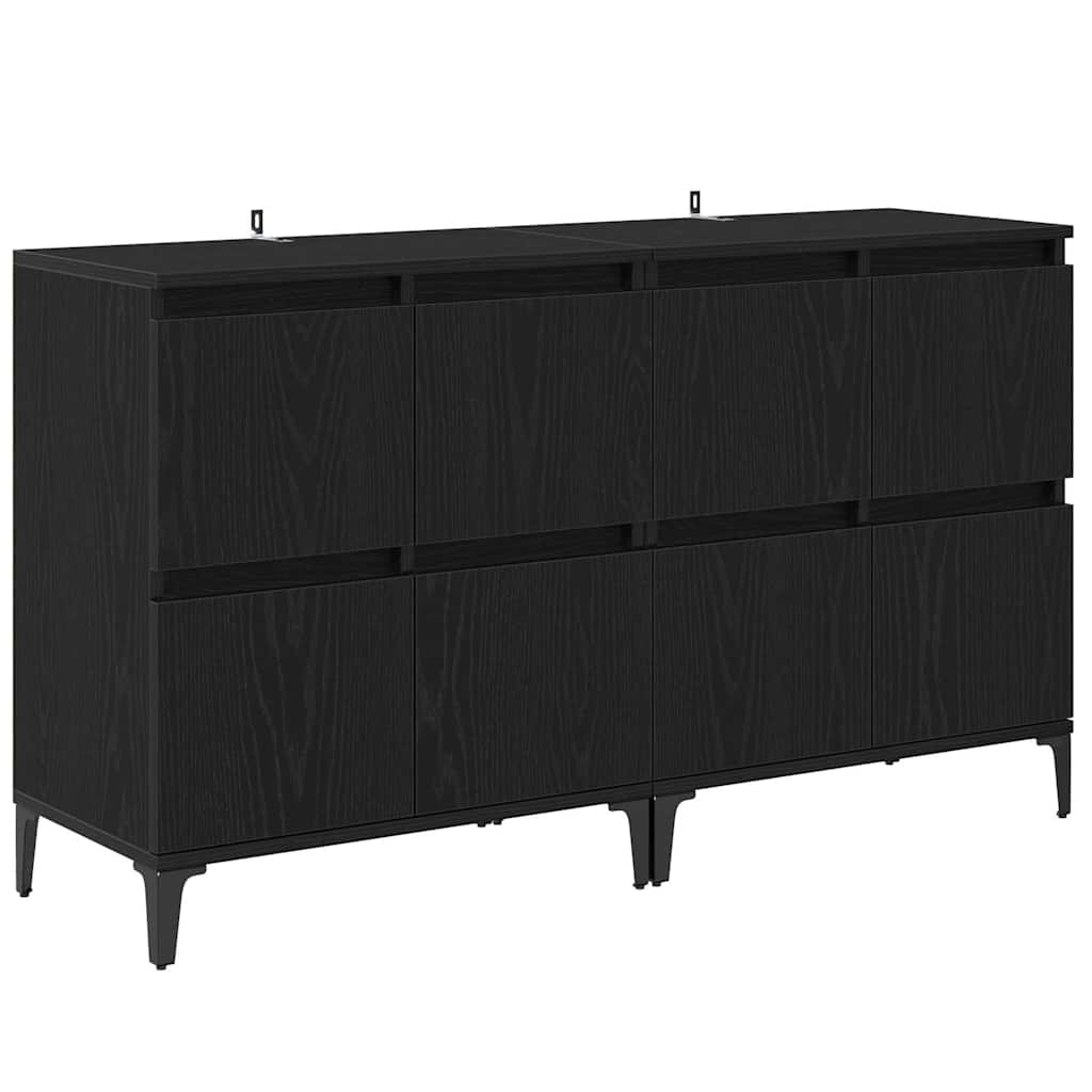Skap 2 pcs Svart Eik 60 x 35 x 70 cm Konstruert tre