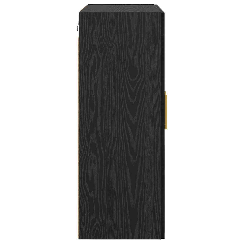 Vegghengt skap 2 pcs Svart Eik 69,5 x 34 x 90 cm Konstruert tre