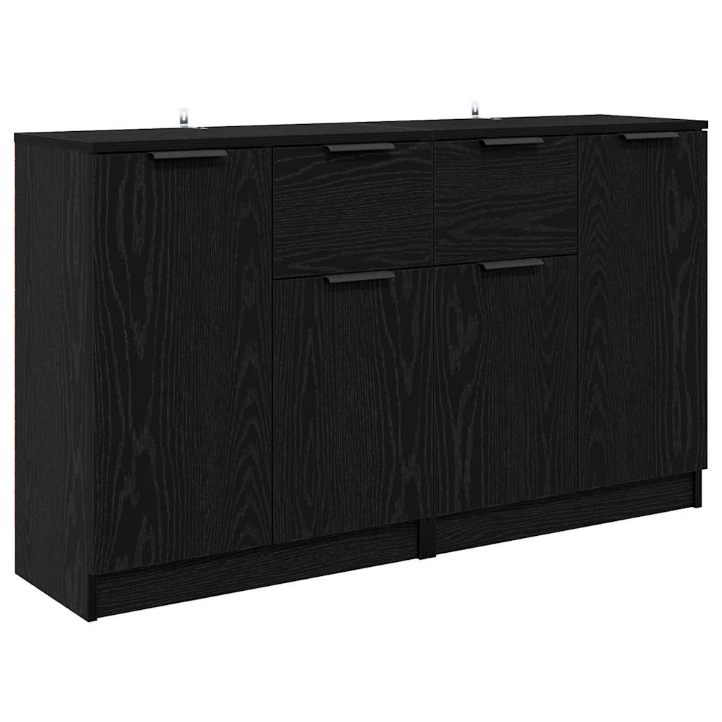 Skap med skuff 2 pcs Svart Eik 60 x 30 x 70 cm Konstruert tre
