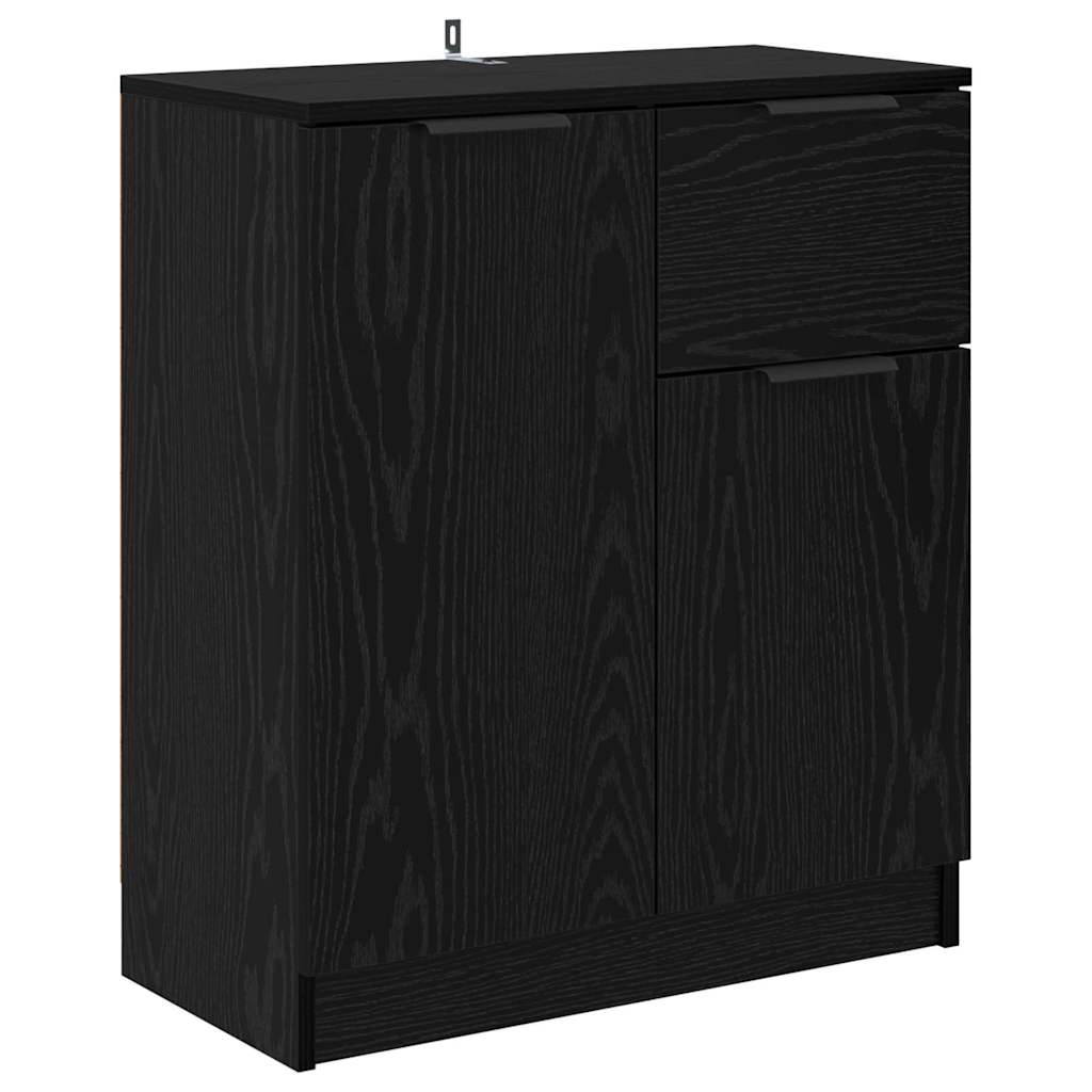 Skap med skuff 2 pcs Svart Eik 60 x 30 x 70 cm Konstruert tre
