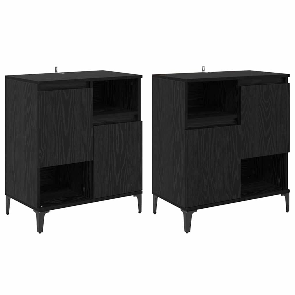 Skap 2 pcs Svart Eik 60 x 35 x 70 cm Konstruert tre