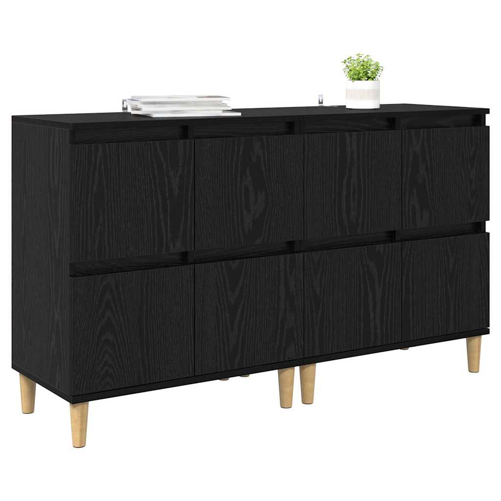 Skap 2 pcs Svart Eik 60 x 35 x 70 cm Konstruert tre