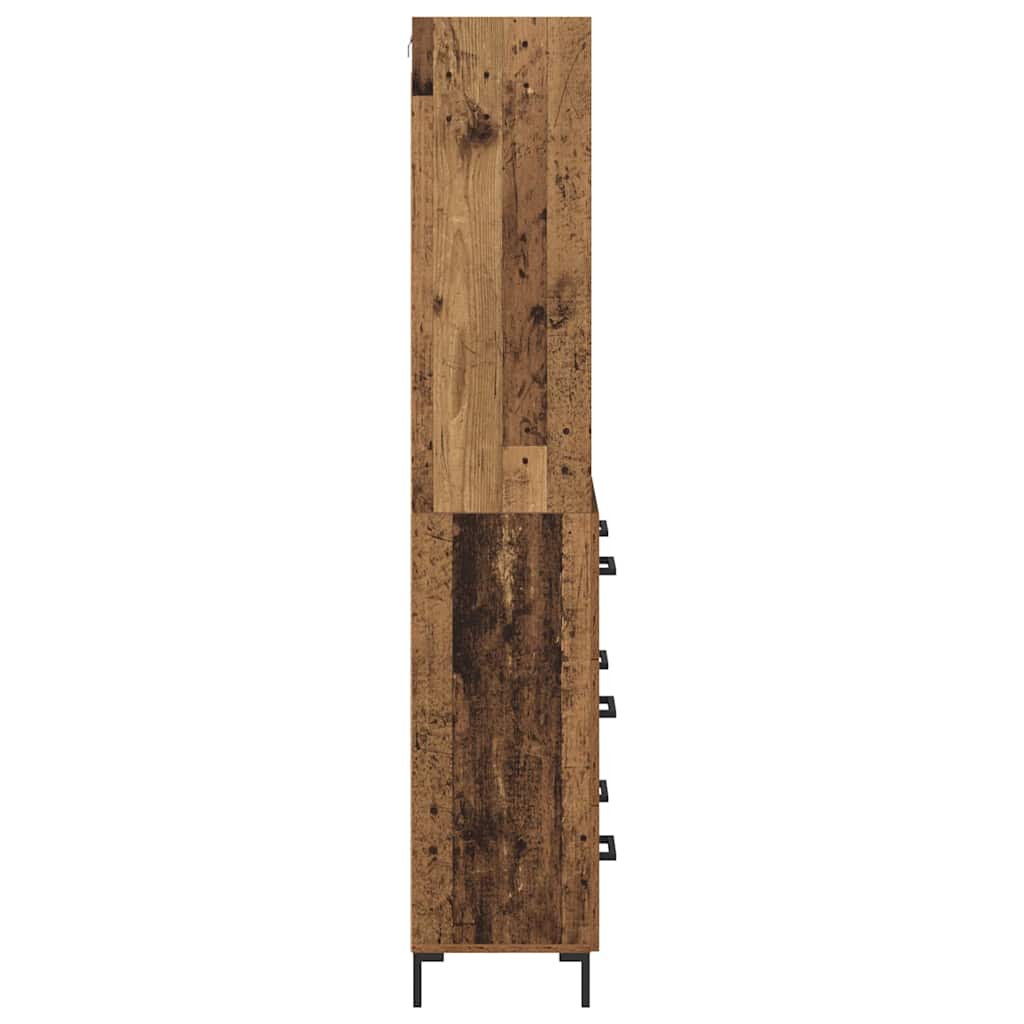 Høyskap med skuff Gammelt tre 69,5 x 34 x 180 cm Konstruert tre