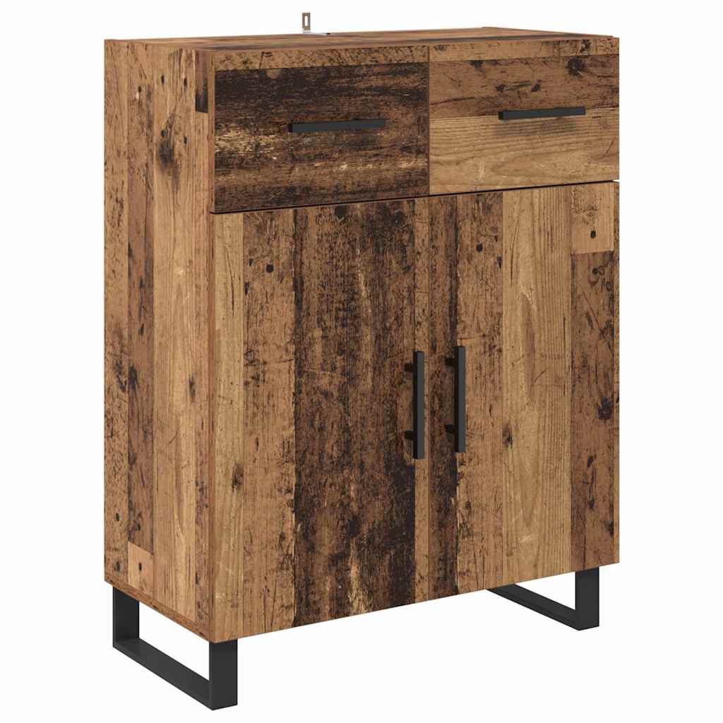 Høyskap med skuff Gammelt tre 69,5 x 34 x 180 cm Konstruert tre