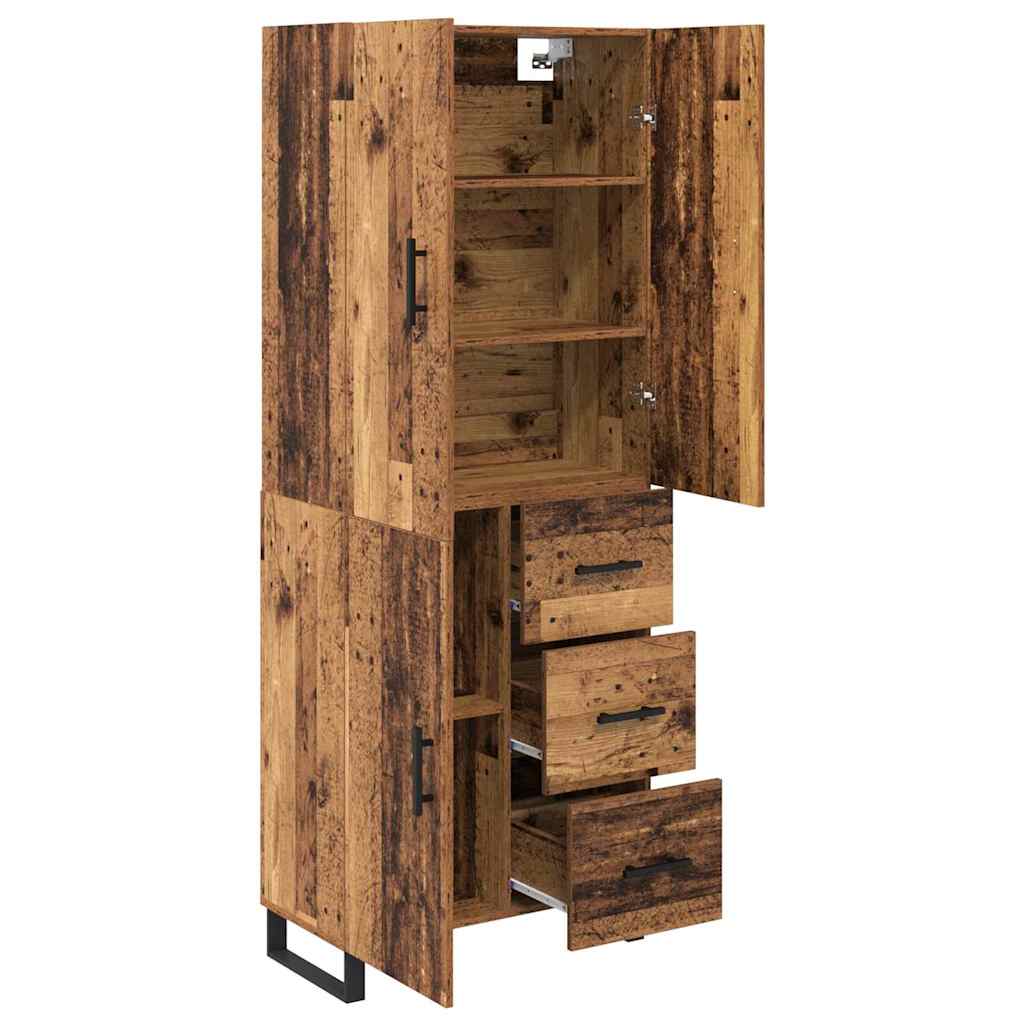 Høyskap 2 pcs Gamle tre 69,5 x 34 x 180 cm Sponplater og glass
