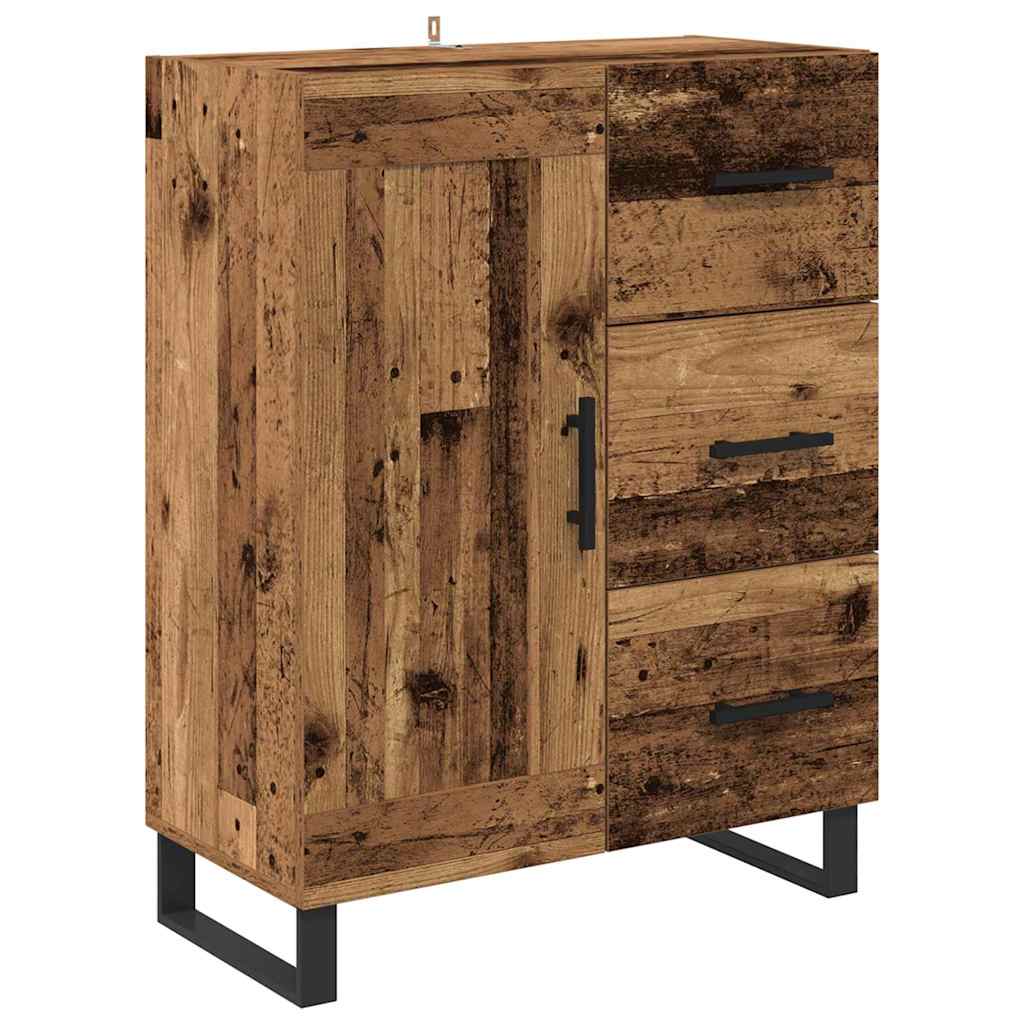 Høyskap 2 pcs Gamle tre 69,5 x 34 x 180 cm Sponplater og glass