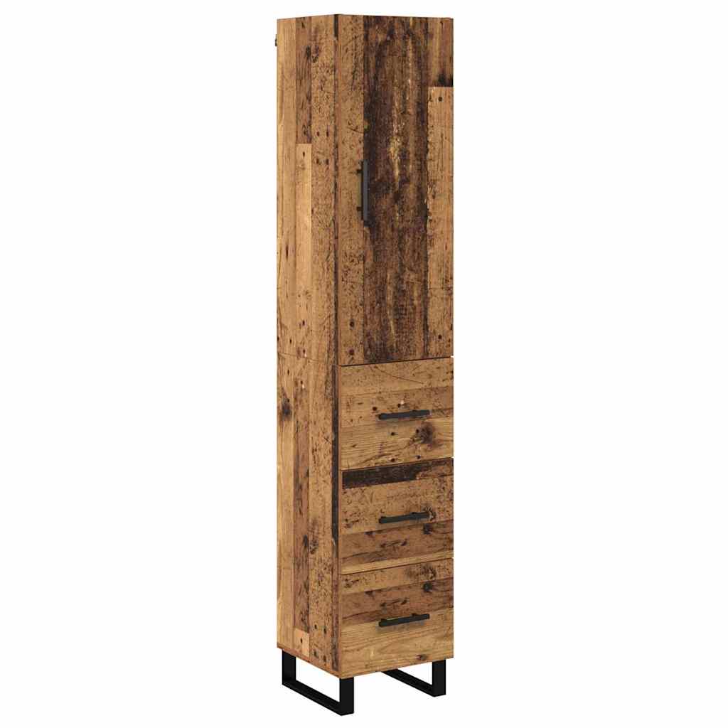 Høyskap med skuff Gamle tre 34,5 x 34 x 180 cm Konstruert tre