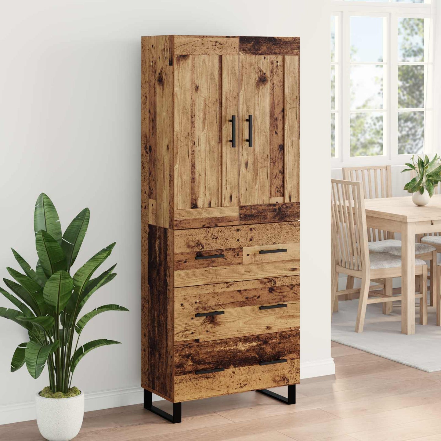 Høyskap Gammelt tre 69,5 x 34 x 180 cm Konstruert tre
