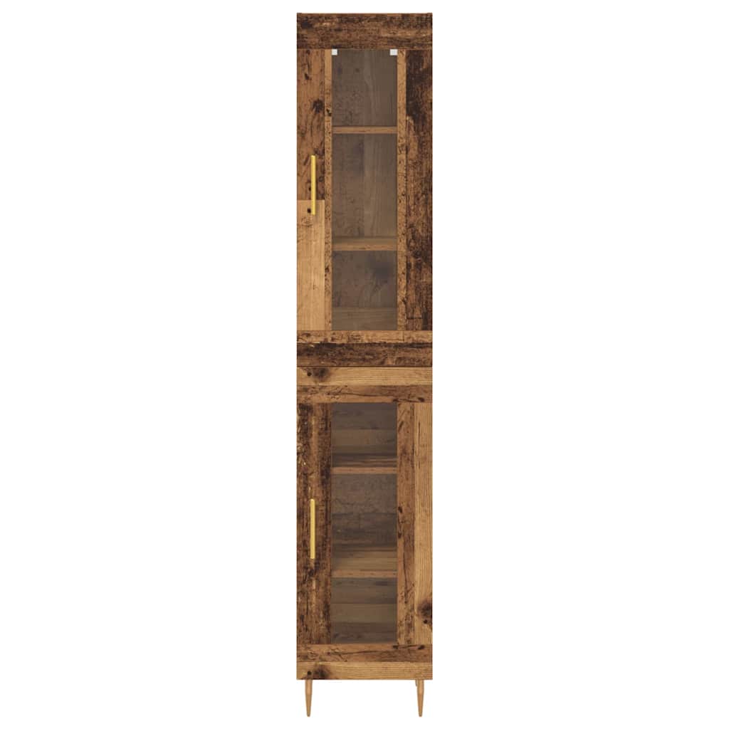 Høyskap 2 pcs Gamle tre Glass