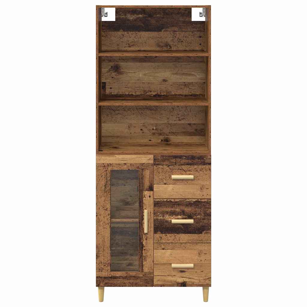 Høyskap med skuff Gamle tre 69,5 x 34 x 180 cm Konstruert tre